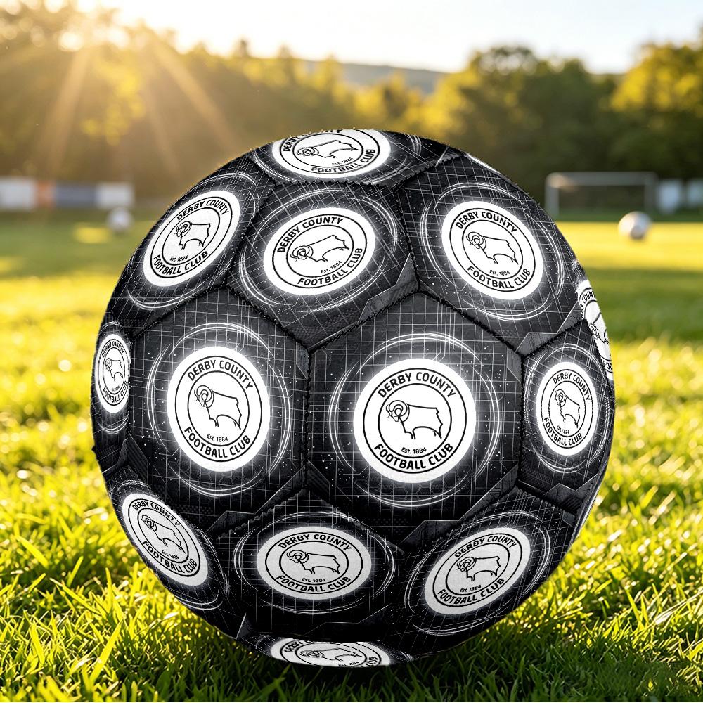 Derby County Football Bedruckter Fußball Größe 5, Anti-Rutsch Erwachsenen Matchfußball Souvenir für Fußballfans