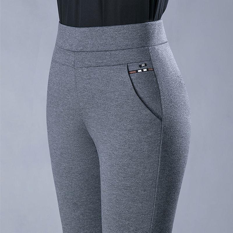 Spring Autumn Elegant High Waist Casual Stretch Slim Middle Aged Women Trousers Ladies Fashion All Match Black Gray Pencil Pants