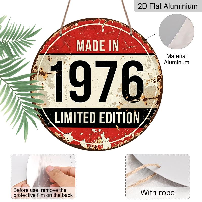 2D Flat - This Is a Vintage 1976 Limited Edition Metal Sign Featuring a Retro Design In Red, Black, And Beige with a Distressed End. It'S Made of