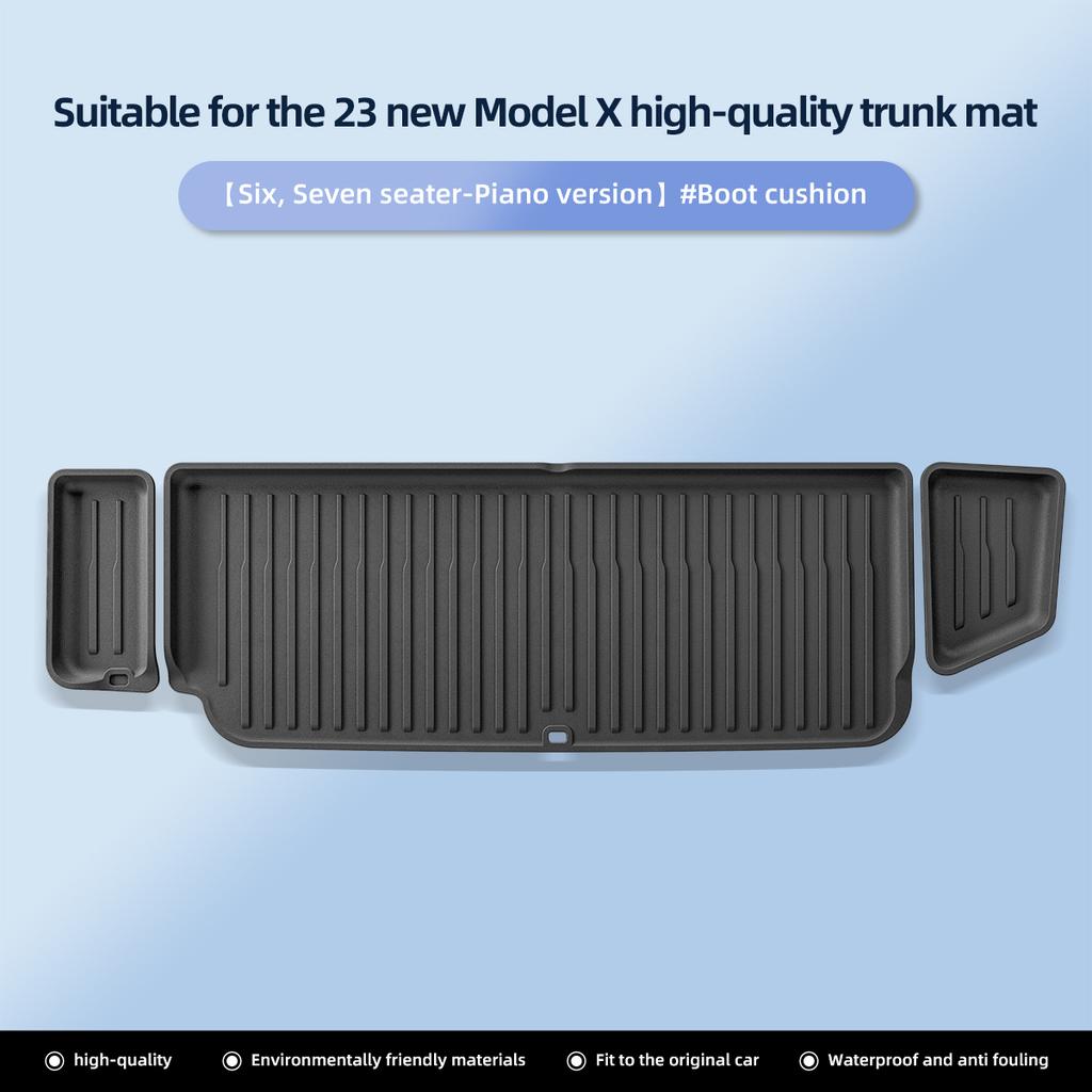 LUCKEASY for Left Drive Tesla Model X TPE Waterproof Wear-resistant Floor Mats Trunk Mat Car Modification Accessories