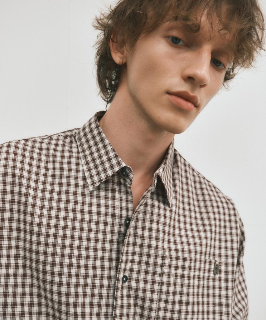 Wednesday Oasis Bohol Gingham Check Shirt_Brown(W25-Sh03)
