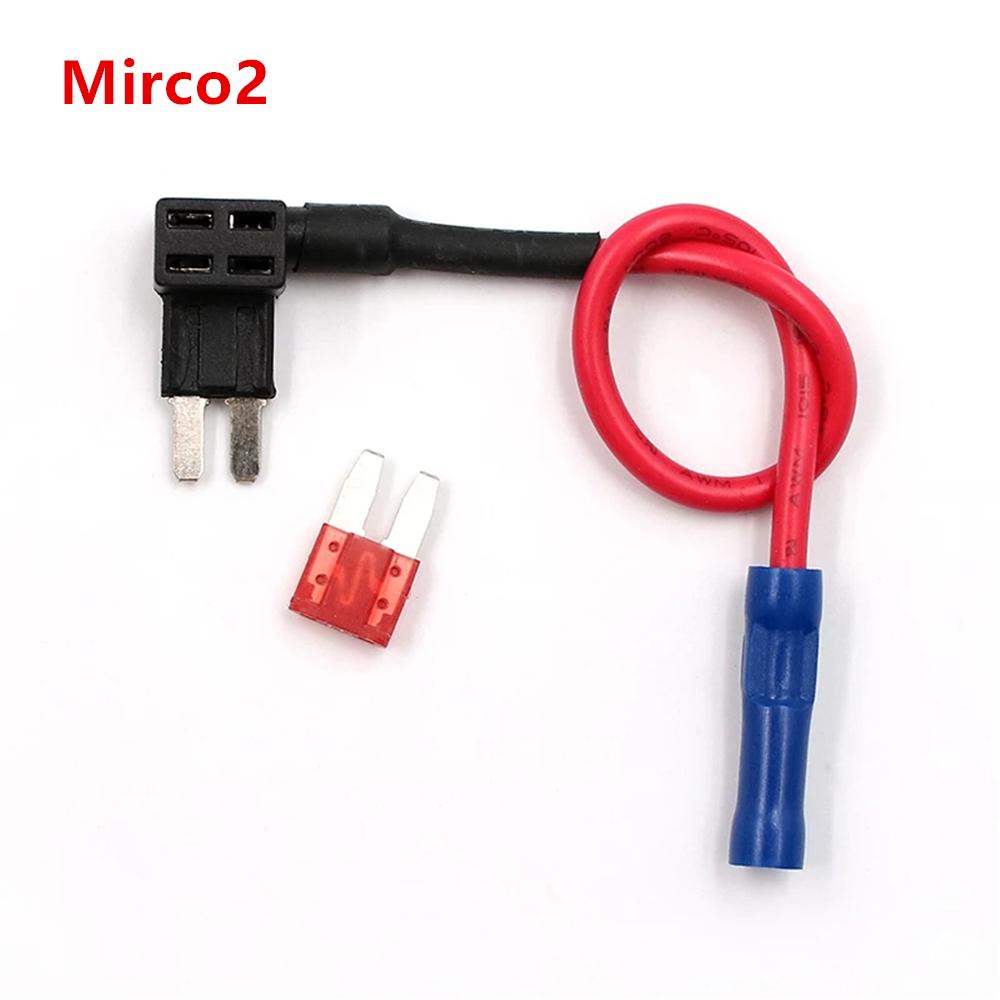 12V säkringshållare Add-a-circuit TAP Adapter Micro2 Mini Small Standard ATM APM Blade Autosäkring med hållare med 10A blad bilsäkring