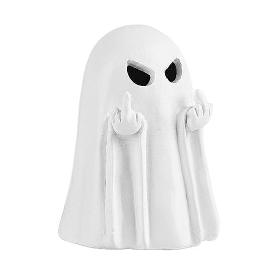 Halloween Ghost Figurine Resin Spooky Finger Ghost Statue Small White Ghost Tabletop