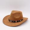 Classic Metal Belt Western Cowboy Hat Autumn And Winter Suede Felt Hat Men'S And Women'S European And American Style Top Hat Outdoor Riding Hat