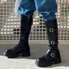 Desire Rose Women Side Zip Buckle Long Boots 5.5cm Leather Boots