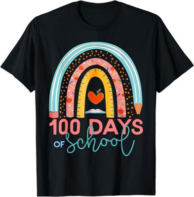 100th Day Of School Teacher 100 Days Smarter Boho Rainbow T Shirt Mens Womens Tees Top Men Women Kid