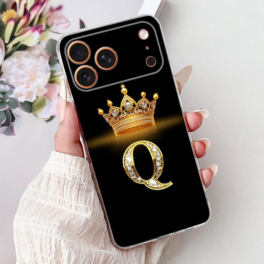 For Apple iPhone 17 Pro Max Case New Crown Letters Cover Soft Slim Phone Case For iPhone 17 Air iPhone17 Pro Max Back Cover Bags