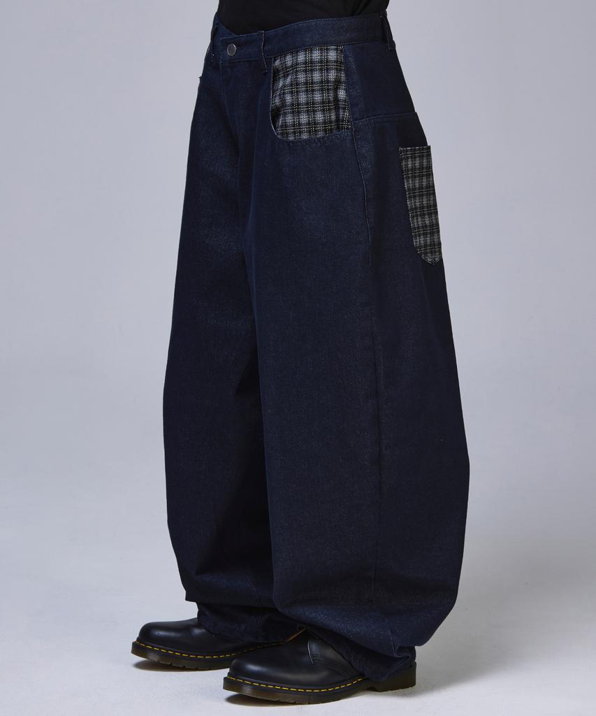 SCALLYWAG Point Check Non-Faded Denim Pants [Indigo]