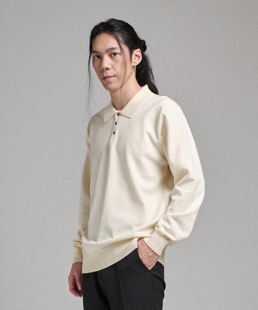 ANALOG MOOD Semi-Collar Neck Knit (Cream)