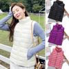 Winter Women Vest Coat Thickened Padded Zipper Closure Stand Collar Sleeveless Solid Color Windproof Heat Retention Outdoor Down Waistcoat