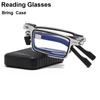 +1.0 ~ +4.0 Retro Folding Reading Glasses For Men / Women Metal Frame Anti-Blue Light Eyeglasses With Free Case