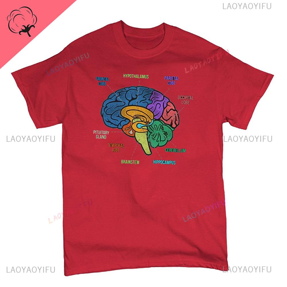 Rolig Del av Hjärnan Färgkarta Högkvalitativ T-shirt Neurologi Tryck Harajuku Unisex Sommar Kortärmad Present T-shirt Toppar
