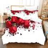 Rose Duvet Cover Queen,Romantic Floral Bedding Set for Girls Couple,Blossom Flowers Quilt Cover, Valentine's Day Bedspread Cover