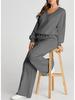 2025 Damen V-Ausschnitt Unifarben Lässiges Anzug-Set: Sweatshirt & Lange Hose - Europäische & Amerikanische Herbst/Winter Mode