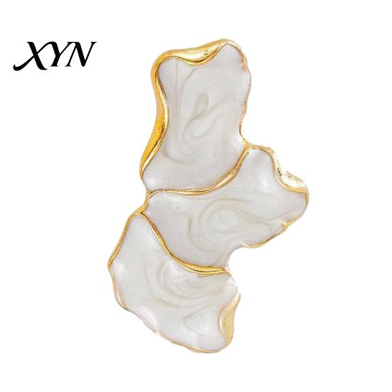 Ear Studs 1 Pair Stud Earrings for Women, Enamel Irregular Petal Shape Oil Drop Studs, French Style Pins Versatile Gift Jewelry