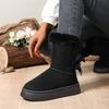 Fashion Women Mid-calf Boots Solid Color Classic Retro Shoes Women Thick Plush Thick Sole Ankle Boots Non-slip Fashion Snow Boots Women