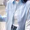 Women's Summer Loose-Fit White Cotton Shirt - Japanese Gentle Style, Soft Milk Powder Layer with Korean-Inspired Design.