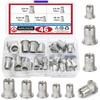 46pcs SAE  Nuts UNC Nutserts Rivnut Assortment Kit, 304 Stainless Steel Flat  Insert Nut Assort #8-32#10-24 1/4"-20 3/8