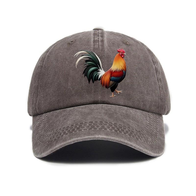 Hahnendruck gewaschen verwaschen weiches Oberteil Baseballkappe Herren und Damen Outdoor-Hut