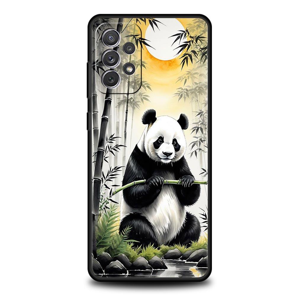 Baby Panda Phone Case for Samsung Galaxy A55 A35 A17 A07 A15 A13 A25 A51 A71 A72 A73 A32 A52 A52S A41 5G Soft TPU Shell Fundas