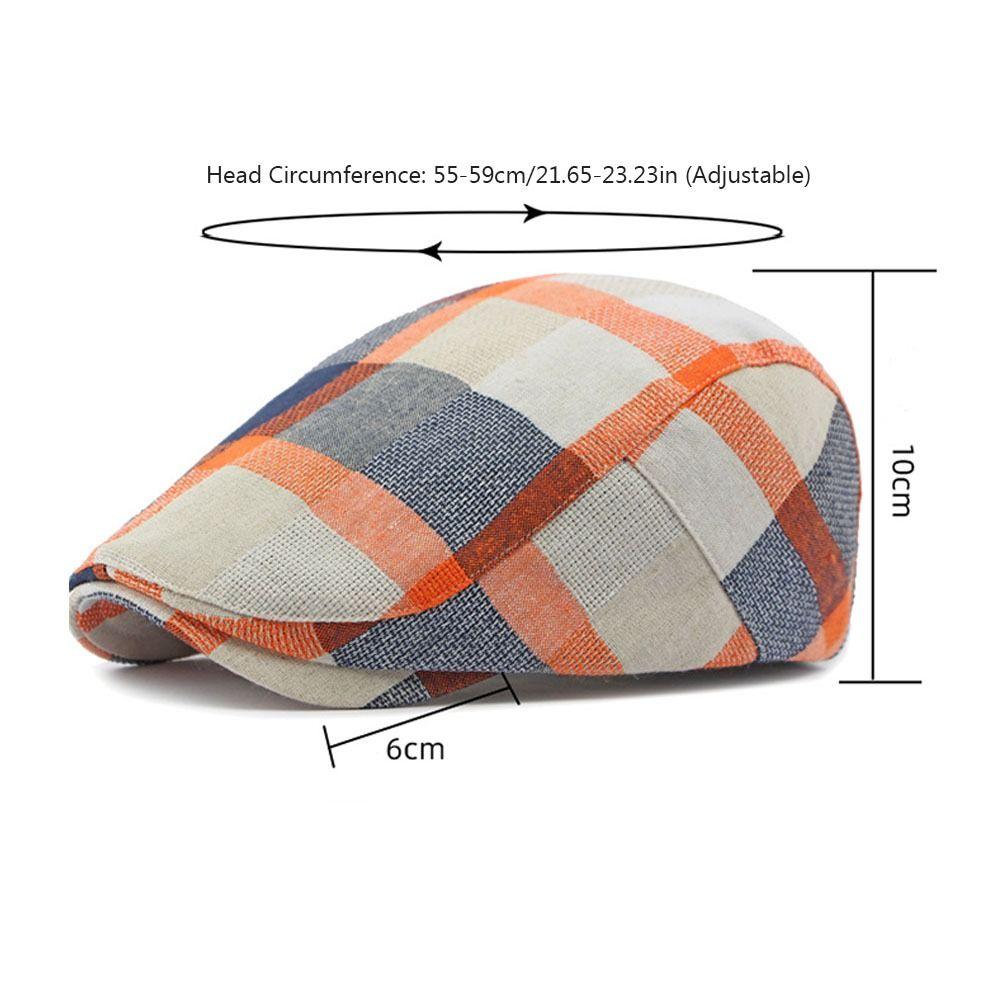 Colorful Plaid Berets Button Adjustable Painter Caps Unisex Summer Visor Hat for Men Women