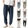 Men's Casual Slim Sports Pants Ankle-Length Linen Trousers Baggy Pants