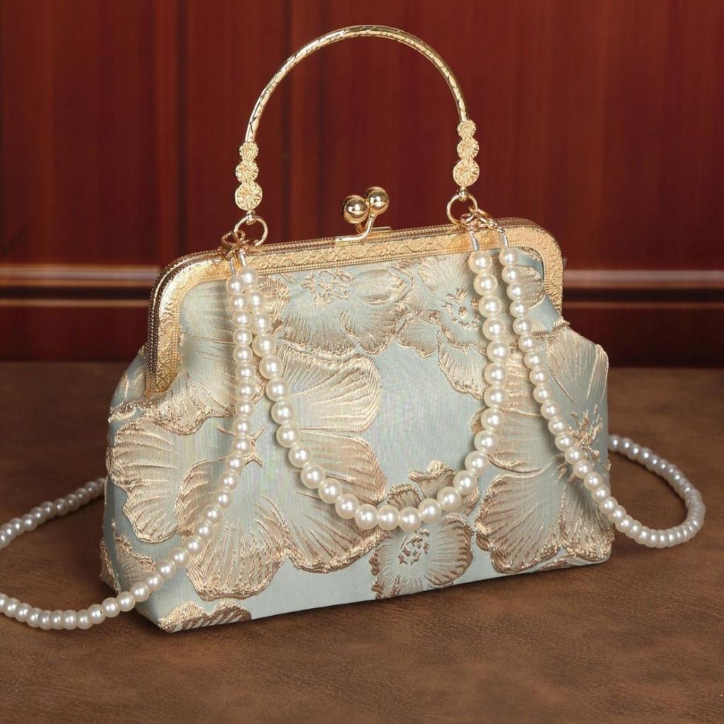 Chinese-style Traditional Chinese Style Bag, Elegant Dinner Clip Bag, Handbag, Pearl Bag, Crossbody Bag