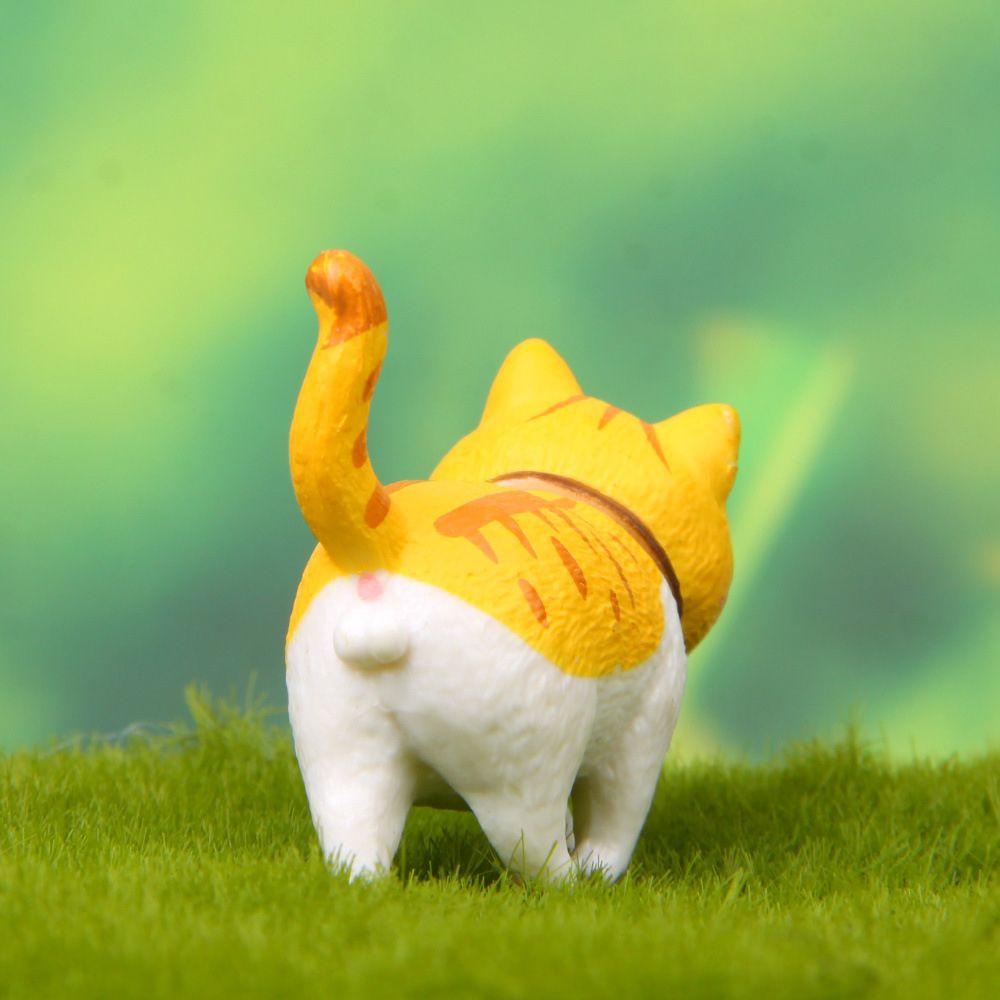 Desktop Ornament Mini Kitten Statue Simulation Animal Model With Bowknot Cartoon Cat Figurine