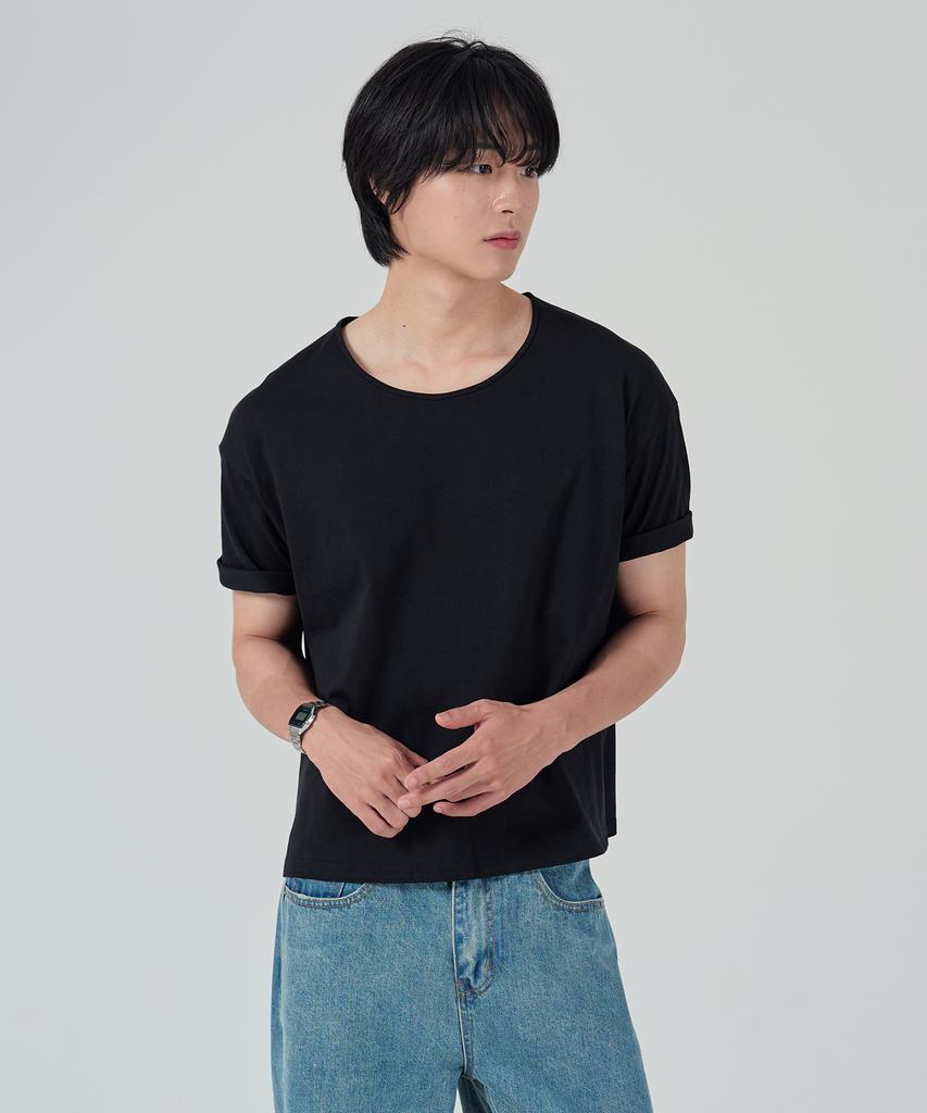 Ousa Soft U-Neck Plain Short Sleeve T-Shirt 2 Colors