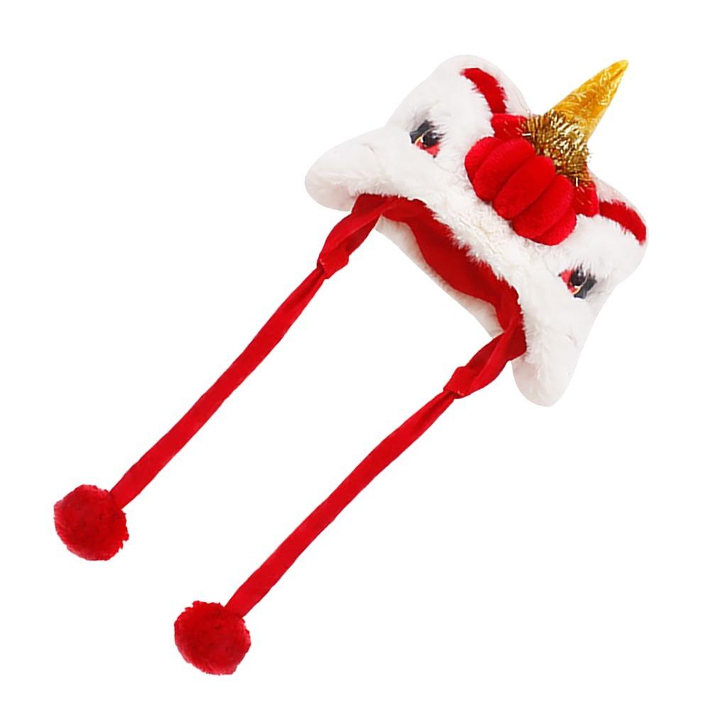 Adjustable Dog Lion Dance Hat Warm Celebration Pet Hat Chinese Style Pet Lion Hat  Pet Photoshoot