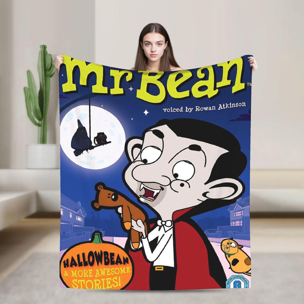 Mr Beans Warm Soft Blankets Travel Plush Throw Blanket Fluffy Outdoor Flannel Bedspread Sofa Bed Cover