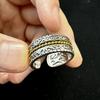 Vintage Golden Rope Tang Grass Pattern Adjustable Open Ring for Men Women Gothic Punk Edgy Copper Unisex Accessorie Gift