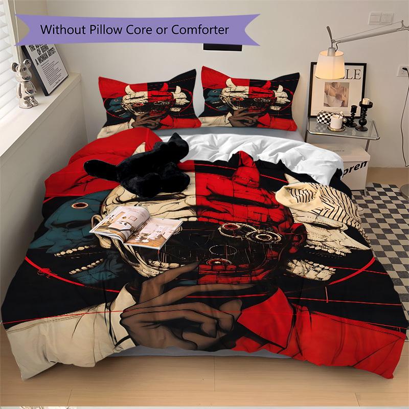 3pcs bedding set Cyberpunk Mask Includes 1 Comforter + 2 Pillowcases, Without Pillow Inserts, Soft Comfortable, Lightweight Breathable, Prin