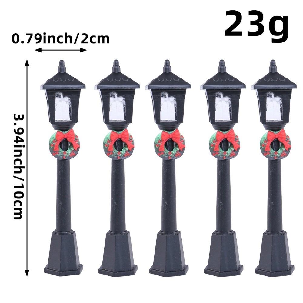 5PCS Plastic Model Mini Retro Street Lights Miniature Simulation Model Railway Train Lamp Mini Christmas Style Scale Model
