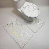3Pcs/Set Non-slip Toilet Carpet Quick Dry Polyester Marble Toilet Lid Cover Bathroom Rug for Home