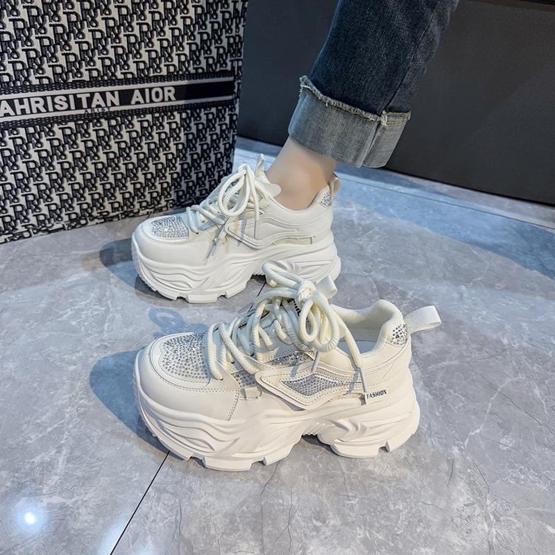 Thick-soled High-heeled Dad Shoes Women's 2025 New Autumn Height Increase of 8m Versatile Trend Small Casual Shoes