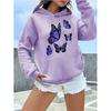 Dark Purple Butterfly Pattern Printed Hoodies Women's Vintage Y2k Sweatshirts Casual Hooded Clothes Kawaii Pullovers