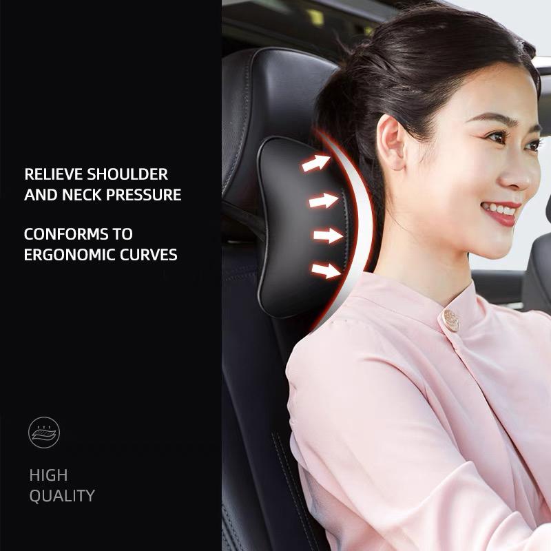 VW Car Leather Headrest Seat Head Support Neck Pillow For Volkswagen Polo Golf GTI CC Tiguan Arteon Passat Jetta Touareg ID.3 Nq5