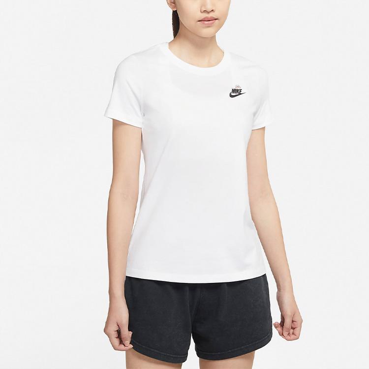 Nike Logo Bokstavtrykk Løs Rund Hals Kort Erme T-skjorte Dame Topper Hvit DJ6296-100