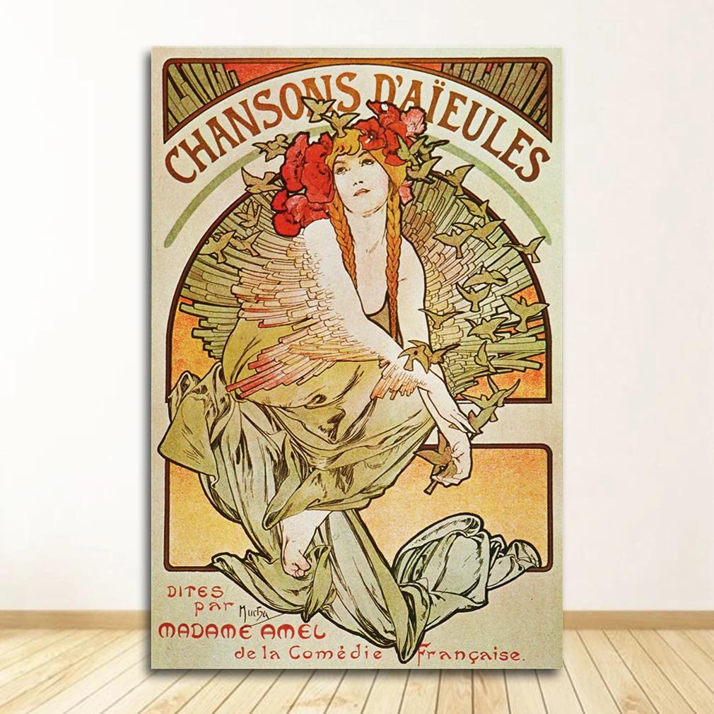 Vintage Alphonse Mucha Klassiek Kunstwerk Art Nouveau Kunst Poster en Prints Canvas Schilderij Wandkunst Afbeeldingen voor Huis Kamer Decoratie