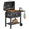 Holzkohlegrill, mit höhenverstellbarem Kohlerost - Schwarz