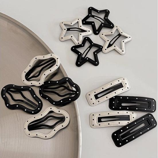 2 Stück Mädchen Haarspangen Punktmuster Stern Wolkenform Kunstleder Haarspangen Rutschfest Stabil BB Clips Haarschmuck