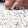 12 Styles Nail Art Water Transfer Sticker English Abstract Image Transfer Slider Decoration