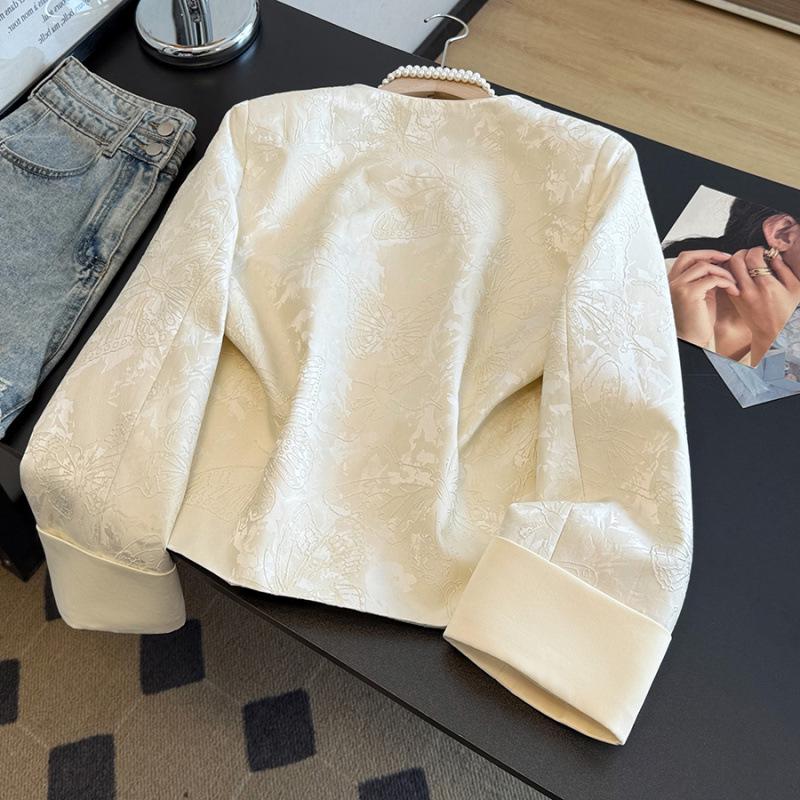 Silk Age-Reducing Plus Size Oriental Jacquard Outerwear for Middle-Aged Women