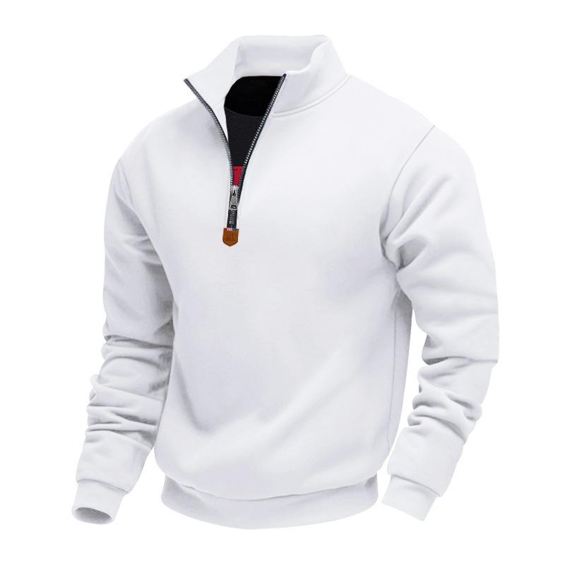 Men's Fleece-Lined Stand-Up Collar Half-Zip Sweatshirt for Sports and Casual Wear
