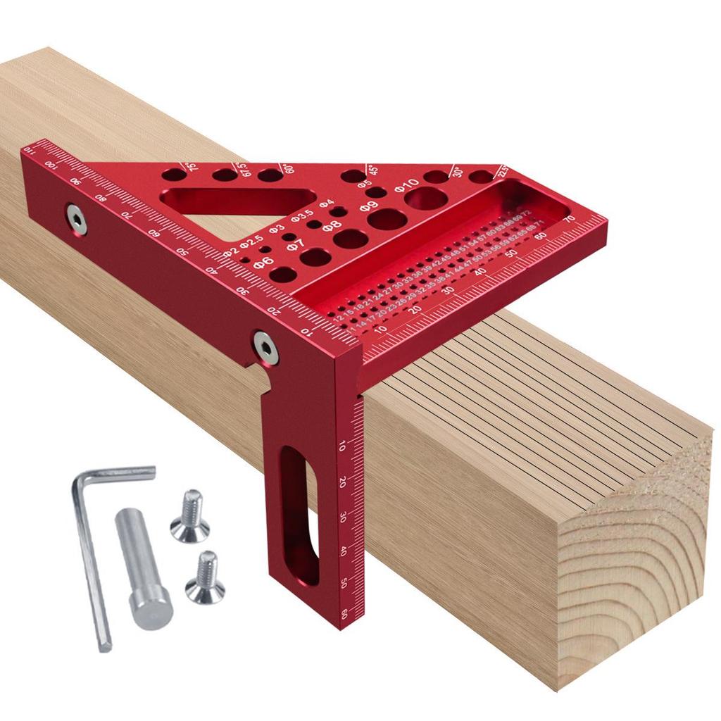 Multi-Functional Aluminum Right Angle Triangle Ruler with Hidden Pin for Woodworking