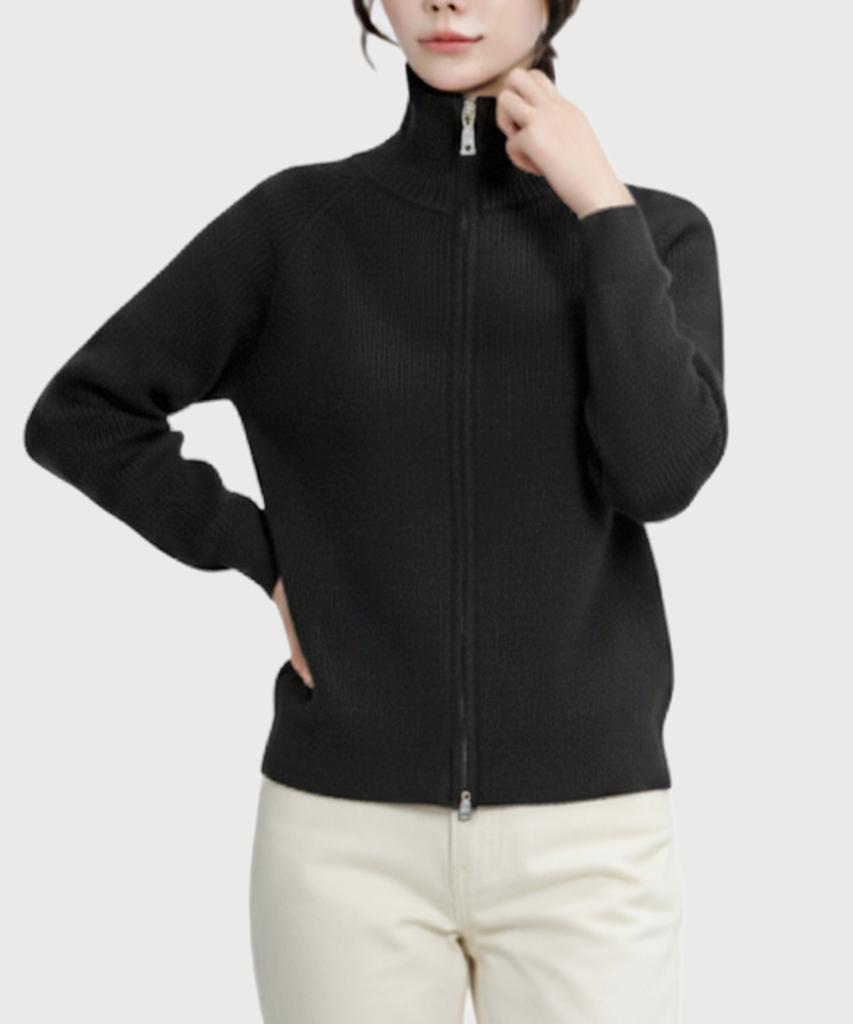 Keulleiseu Mono Zip-Up Knit Sweater_Gray