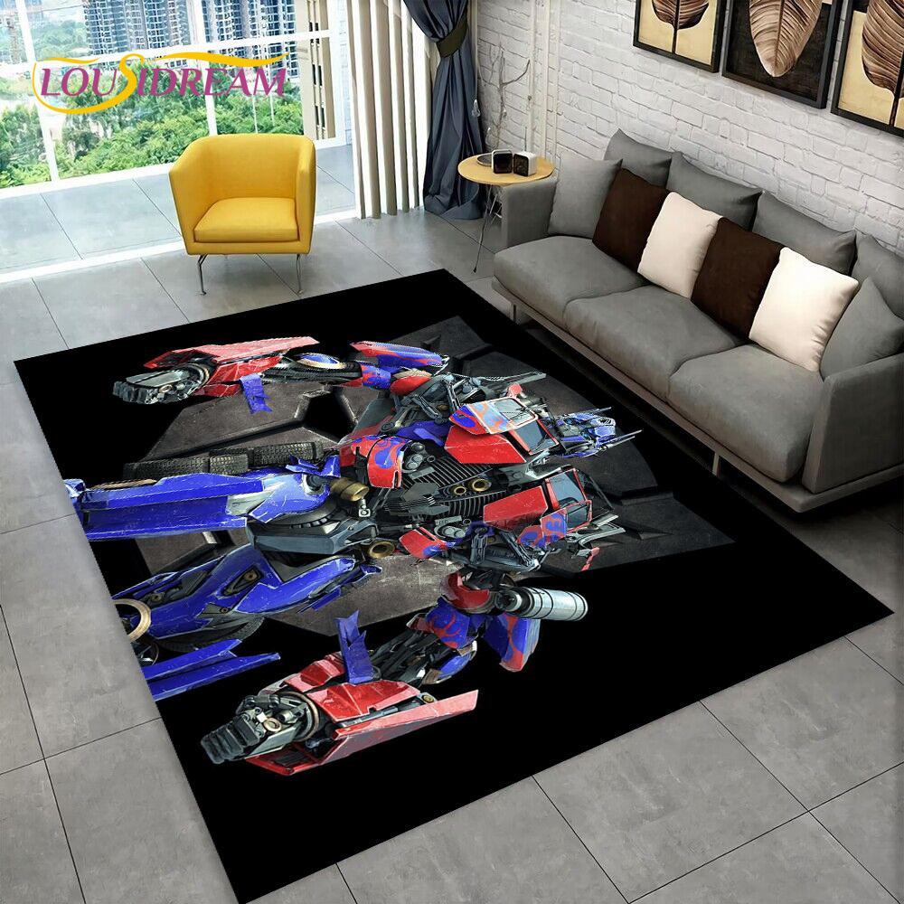 Cartoon T-Transformers  Autobots 3D Rug Carpet for Living Room Bedroom Home Decor,Floor Mat Non-slip for Sofa  Doormat Gift Kids