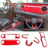 For Jeep Wrangler JL JLU 2018 - 2024 Steering Wheel & Center Console Trim Dashboard Control Panel Interior Decoration Trim Kit