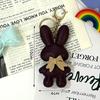 NEU 1 Stück Niedlicher PU-Leder Einfarbiger Hasen-Schlüsselanhänger Kreativer Schleifen-Hasen-Schlüsselring Auto-Schlüsselhalter Anhänger Tasche Anhänger Geschenke